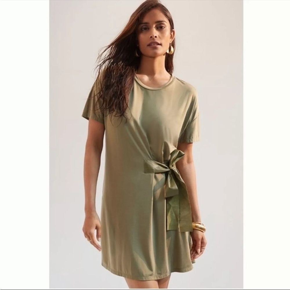 NWT Anthropologie Dolan Belted Mini Shirt Dress Olive Green Dress Small